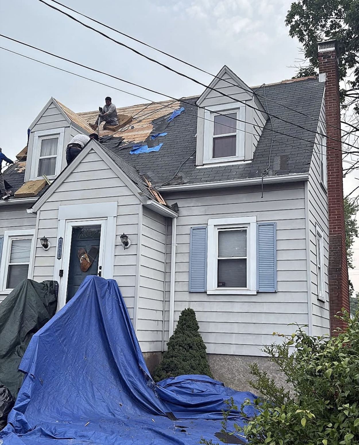 Roof replacement in progress